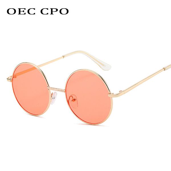 

oec cpo oversized ladies round sunglasses women brand designer fashion metal frame sun glasses female gafas de soll151, White;black