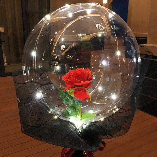 

rose balloon transparent ball rose ball bouquet balloon flower with light wedding decoration gift