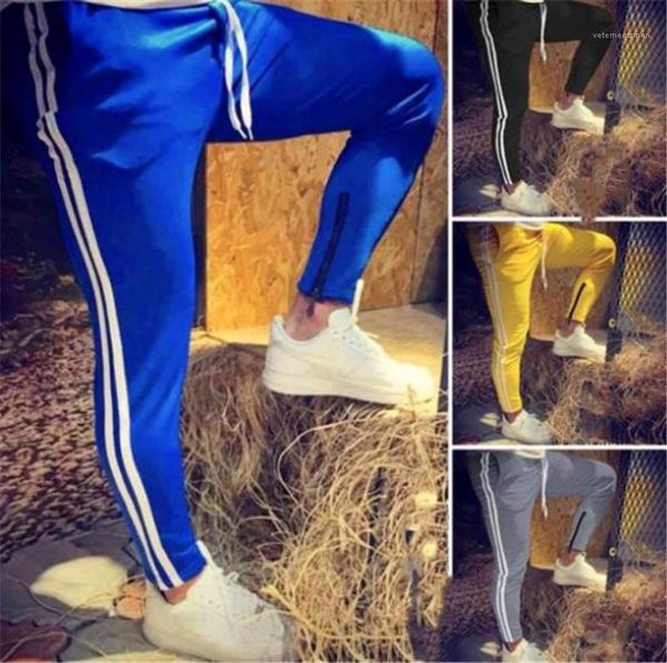 

mens pants regular fitness trousers trend slim pencil pants recreational running pants patchwork apparel striped contrast color, Black
