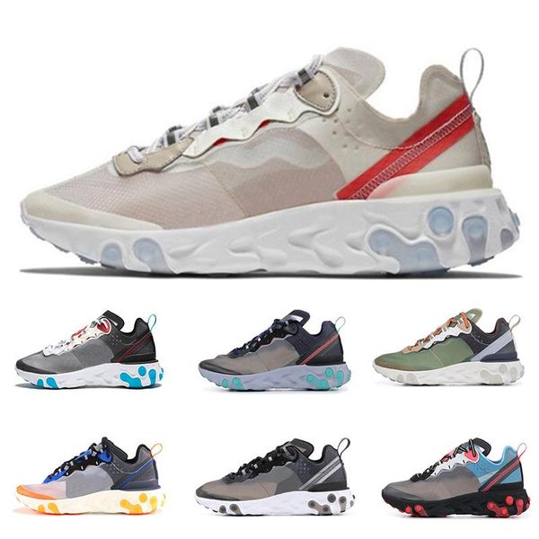 

2019 new react element 87 men's and women's running shoes royal tint sail anthracite black racer pink blue sports trainer o