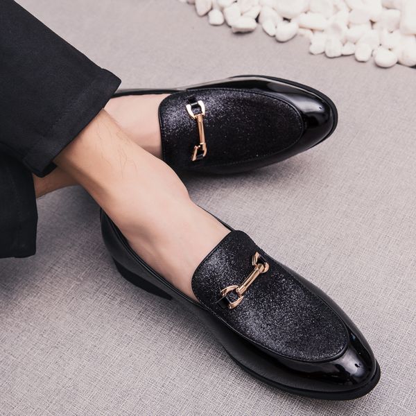 

fashion business dress shoes men loafers leather oxford shoes for men formal mariage slip on wedding party, Black