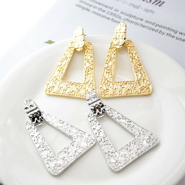 

mestilo 2019 punk fashion women jewelry big geometric triangle drop earrings for female party statement jewelry women brincos, Silver