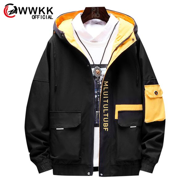 

wwkk 2019 new clothes coat new arrival male pilot bomber jacket slim fit mens man hooded casual jackets zipper warm, Black;brown