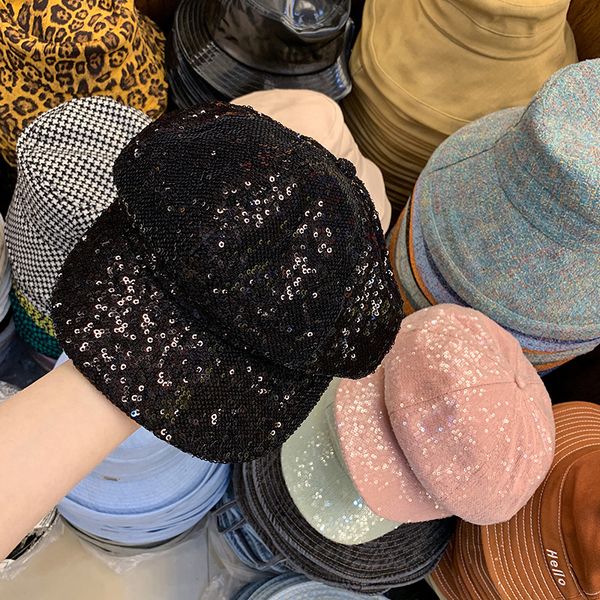 

202004-xx171 knitting gauze sequins lady visors cap women leisure street octagonal hat, Blue;gray