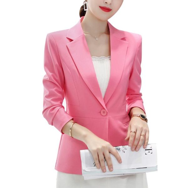 

korean version of the small suit jacket autumn spring new female slim long sleeve office pure color blazer large size suit s-2xl, White;black
