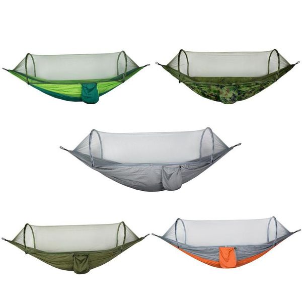 

portable outdoor camping hammock with mosquito net parachute fabric tent hanging swing sleeping bed tree tent
