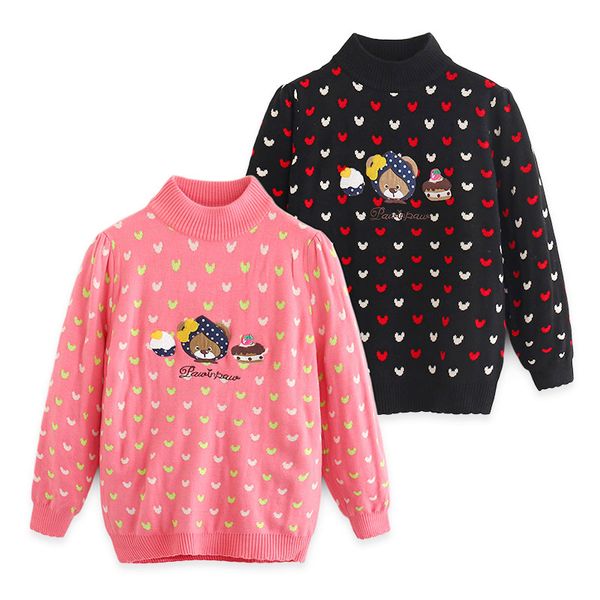 

sifafos girls sweaters winter clothes turtleneck double layer pullovers cartoon causal clothes female children knitted sweater, Blue
