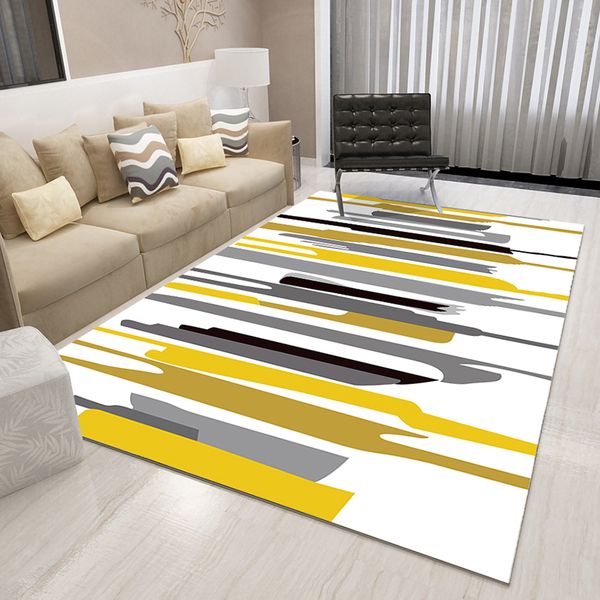 

geometric stripe printed flannel carpet for living room anti-slip doormats bedroom rugs european style sofa table floor mats