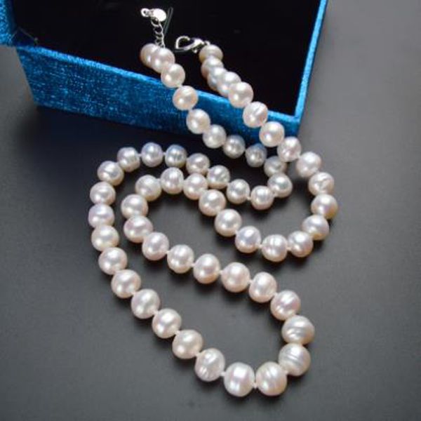 

jxryxrth real natural freshwater pearl choker necklace 8-9mm white near round pearl jewelry gifts for women, Silver