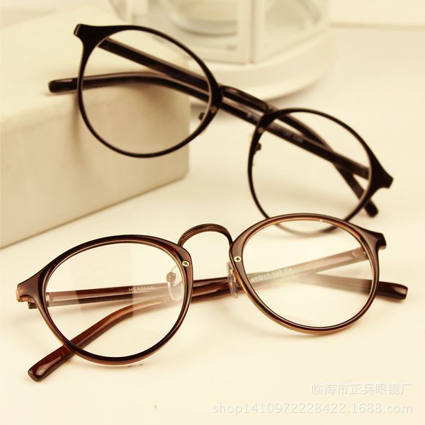

ttlife computer glasses anti light retro round frame glasses simple anti radiation clear large yjhh0282, White;black