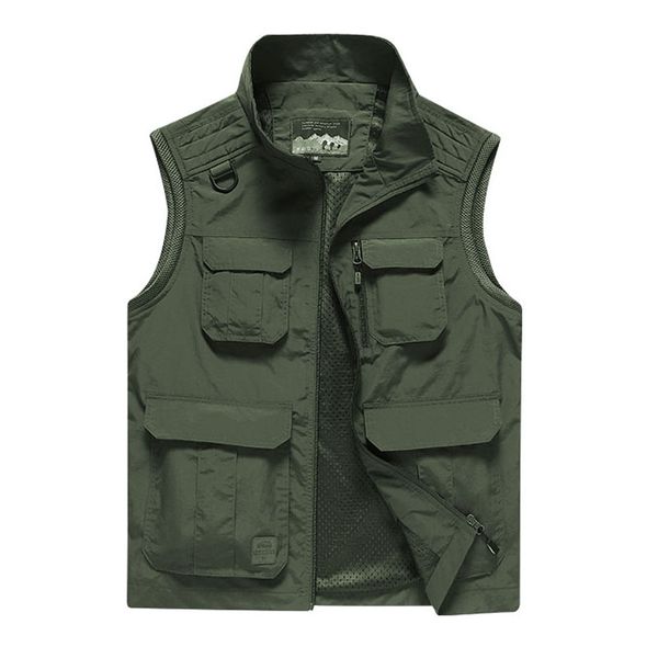 

summer mesh thin multi pocket vest for male big size male casual 3 colors sleeveless jacket with many pockets reporter waistcoat, Black;white