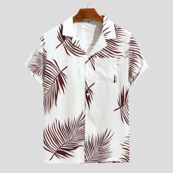 

hawaiian shirt men's chemise summer button hawaii print beach pocket short sleeve quick dry blouses men camiseta hombre 2019, White;black
