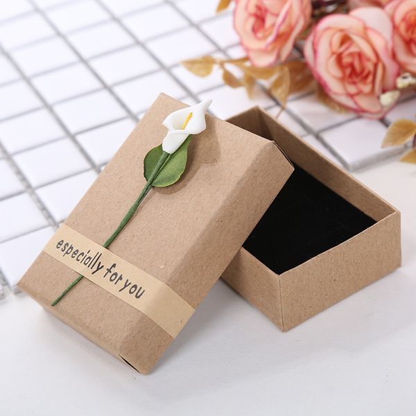 

10pcs/lot creative flower jewelry box retro kraft jewelry gift box for ring earring necklace, Pink;blue