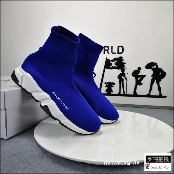

2020 speed sock slip-on pairs speed trainer casual shoes for mens womens shoes speed stretch-knit mid sneakers size 36-45, Black