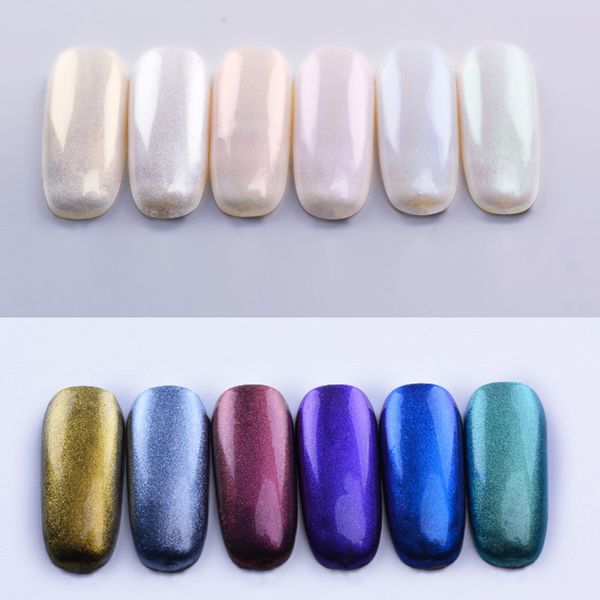 

2g mermaid nail glitter powder pearl shell shimmer mirror powder pigment gradient glimmer dust nail art decorations manicure, Silver;gold