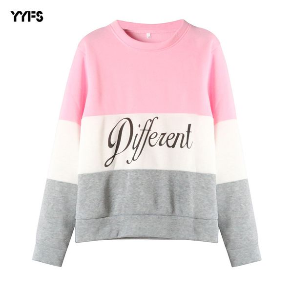 

женская дизайнерская письмо печатный цвет соответствия свитер с длинным рукавом круглый вырез плюс бархатный пуловер топ женщины, Black