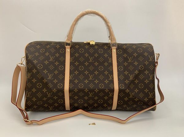 

fashion new men duffle bag women travel bags hand luggage luxury designer travel bag men pu leather handbags large cross body bag totes 55cm