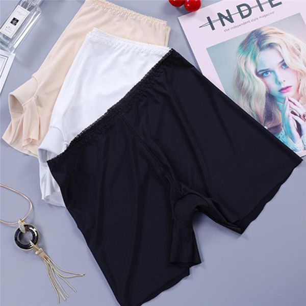 

safety short pants solid color women's safety pants underwear women ice silk seamless plain push up hip shorts, Black;pink