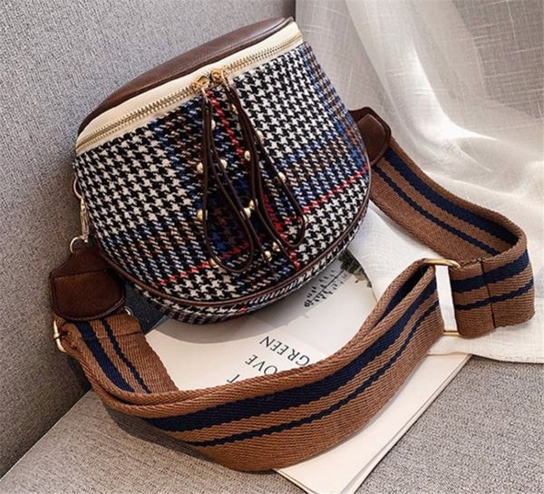 

designer handbag fashion woolen shell messenger bag women semicircle wide band zipper crossbody bag money phone dumpling bag 5