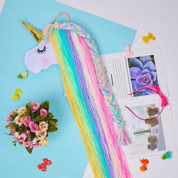 

unicorn storage organizer strip hair clips headwear organizing strip hanger wall hair bows storage belt girl hair accessories y200429