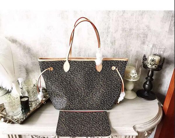 

real leather flower grid pattern totes big handbag 40995 and 40990 classic fashion woman female lady letter shopping bag