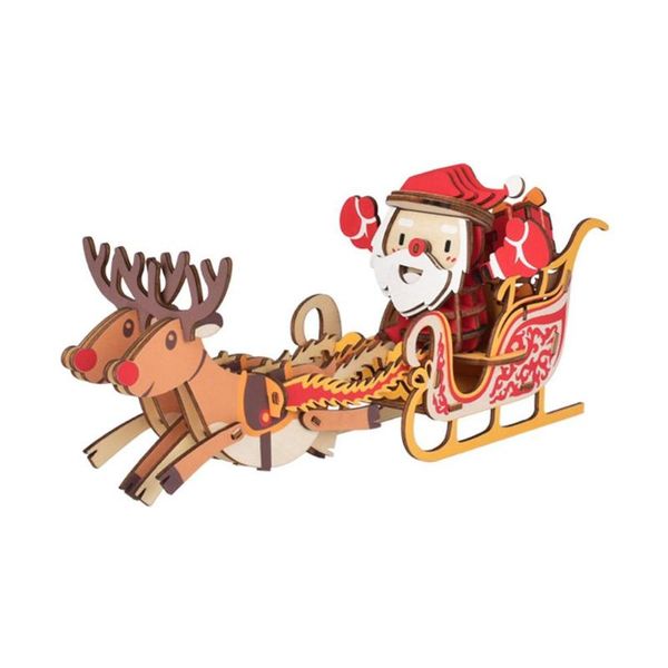 

diy cartoon santa claus wood puzzle toy assembly model desk decor for kids