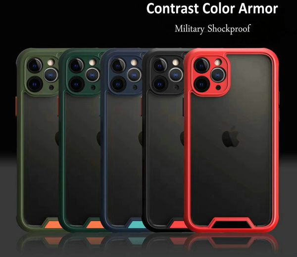 

new armor contrast color high transparency clear military shockproof phone case for iphone 11 pro max 6g 7 8 plus xr xs max