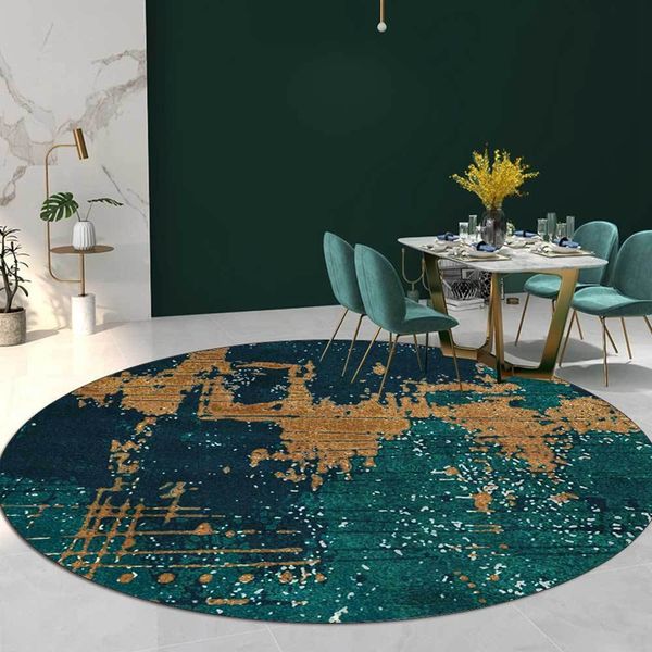 

abstract golden green round carpets living room coffee table computer chair floor mats retro kids bedroom play tent area rugs