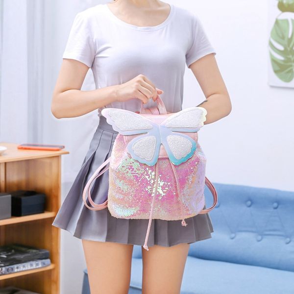 

девушки дети милые бабочки блестки рюкзак сумки студент scholl сумки женщины девушка путешествия