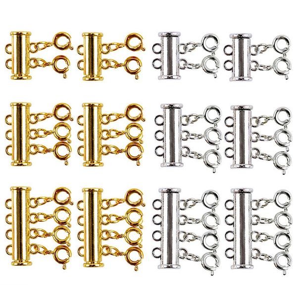 

12 pieces there size necklaces slide magnetic tube lock clasps gold and silver plated clasps connectors for layered bracelet jew