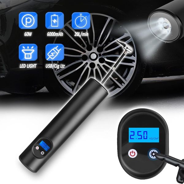 

150psi 6000mah usb interface portable air compressor inflatable pump with lcd display for car bicycles tires balls swimming ring