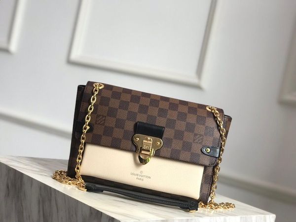 

designer luxury handbag loius vutton women handbag canvas with soft calfskin cross-body bag gold-plated lock sliding bag chain leather