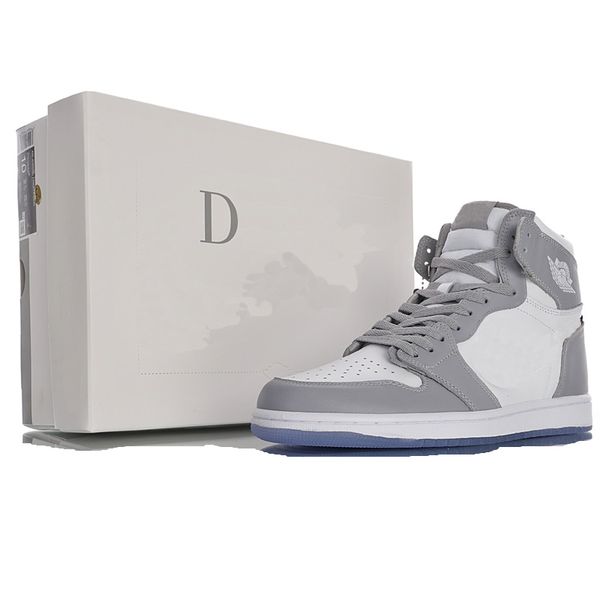 

2020ss designer logo d a & j 1 high og "grey"classic high-culture wild casual sports basketball shoes "ice blue d"ck6636