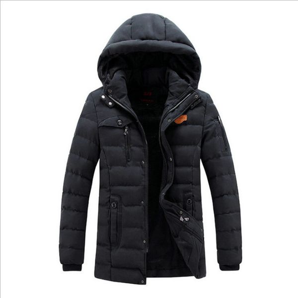 

new fashion korean style nice winter jacket men thickening casual cotton jacket outwear breathable fashion warm coat parkas men, Black