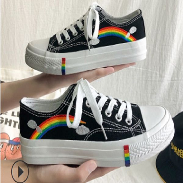 

2019 fashion designer women casual shoes canvas skate black white orange trainer sports sneakers size 35-40