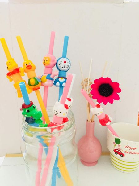 

cartoon drinking straws cute kitty monkey crocodile pattern kids straw drinking tool birthday wedding party bar drinking tool