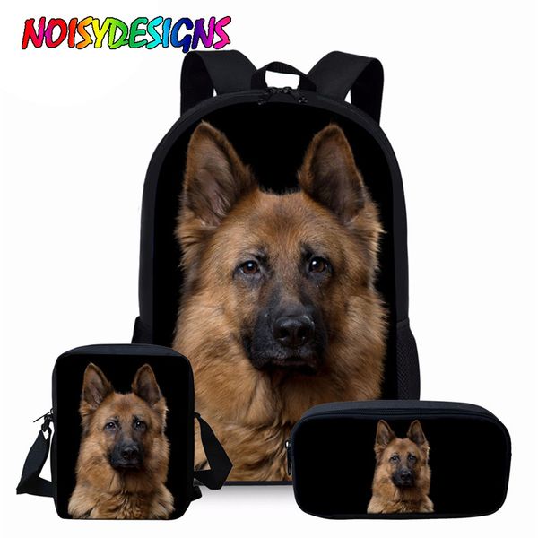 

noisydesigns animal dog children book bag german shepherd prints school bag set for teenager boys kids schoolbag with pencil