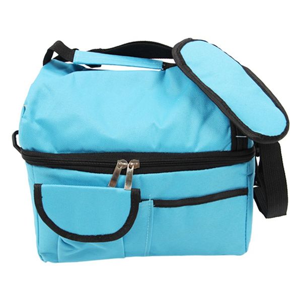 

insulated cooler bag lunch changing storage foldable picnic cooler bag light blue