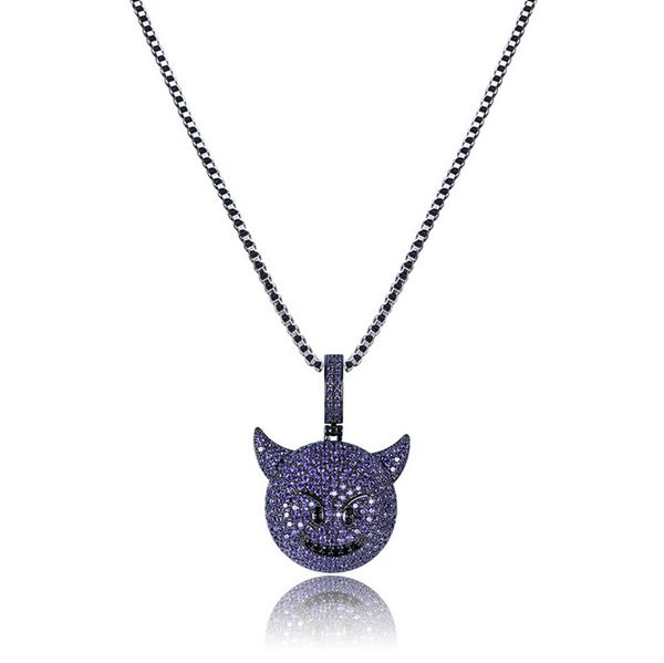 

men necklaces jewelry luxury 18k gold plated fashion exquisite grade quality bling zircon emoji hip hop pendant necklaces, Silver