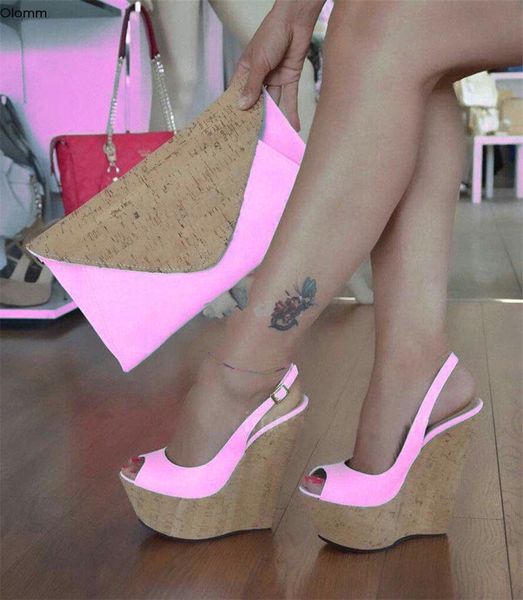 

rontic new handmade women platform sandals wedges high heel sandals peep toe black white pink party shoes women us plus size 5-15
