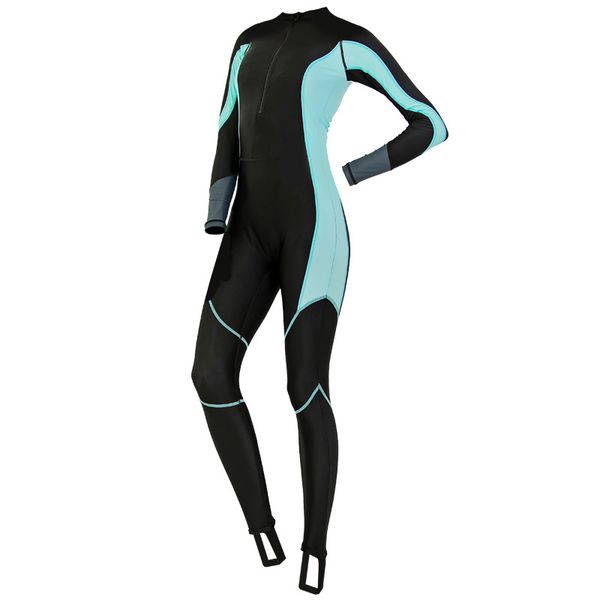 

женская wetsuit полное 3мм серфинг подводное плавание морские купальный костюм сращивания черный / серый с длинным рукавом мокрый костюм пер