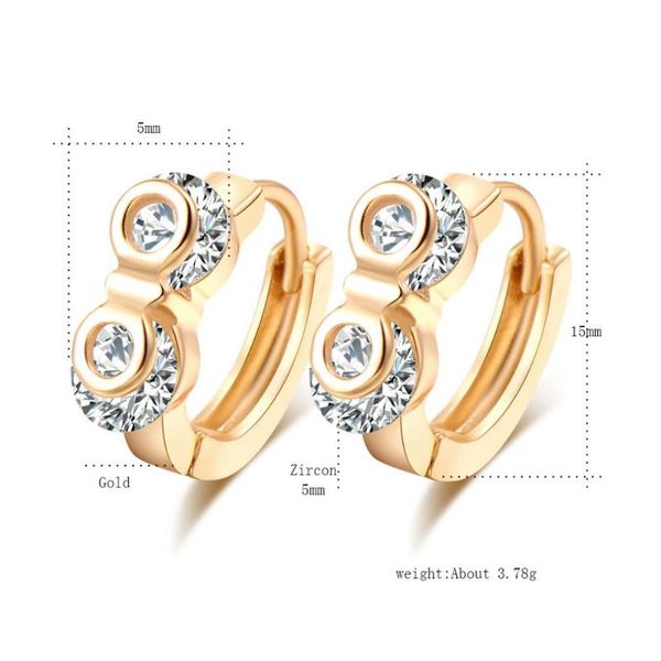 

kuniu round shape hoop earrings for women crystal metal material classic vintage style party birthday fashion jewelry, Golden