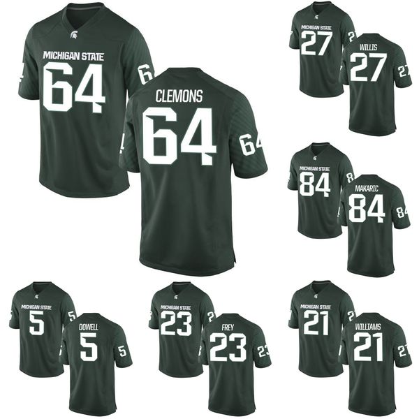 

andrew dowell stitched men's michigan state spartans chris frey brock makaric brandon clemons college football jersey, Black