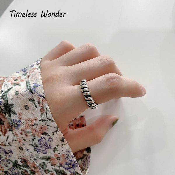 

cluster rings timeless wonder 925 sterling sliver retro geo twist band stackable women jewelry punk gothic cocktail hiphop boho 1177, Golden;silver