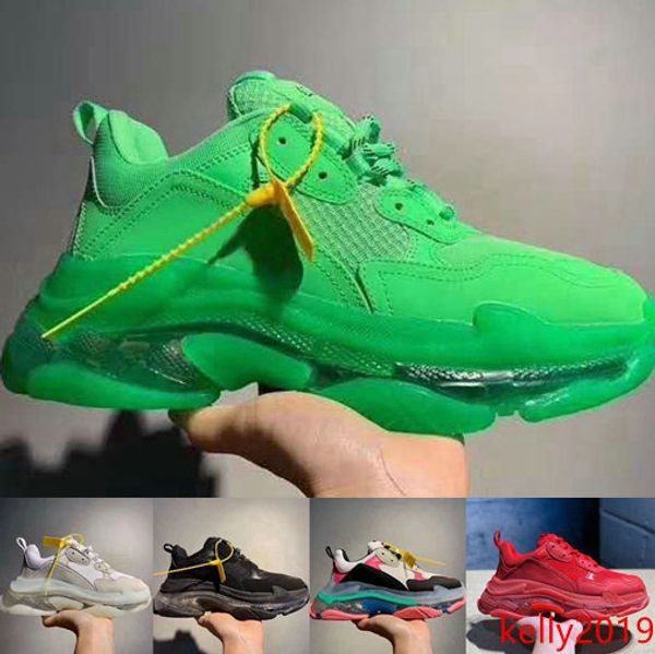 

triple s sneakers green red yellow crystal bottom luxury men women running shoes fashion paris 17fw dad designer trainers des chaussures