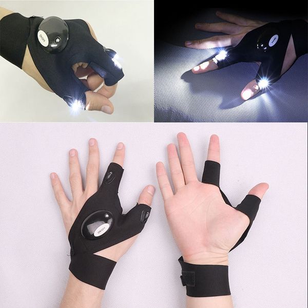 

led flashlight cycling gloves torch magic strap glove for repairing working outdoor sporting camping hiking fishing hand light glove fa2620