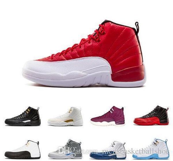 

new mens designer 12 12s gym red basketball shoes bordeaux taxi the master sports sneakers playoffs high white wolf grey flu game 41-47