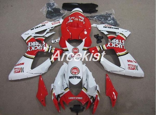 

4gifts new abs compression mold motorcycle fairings kits fit for suzuki gsxr600 gsxr750 k6 2006 2007 06 07 bodywork set red white cool