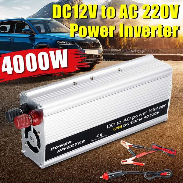 

kroak 4000w dc 12v to ac 220v usb car power inverter charger converter adapter dc 12 to ac 220 modified sine wave transformer