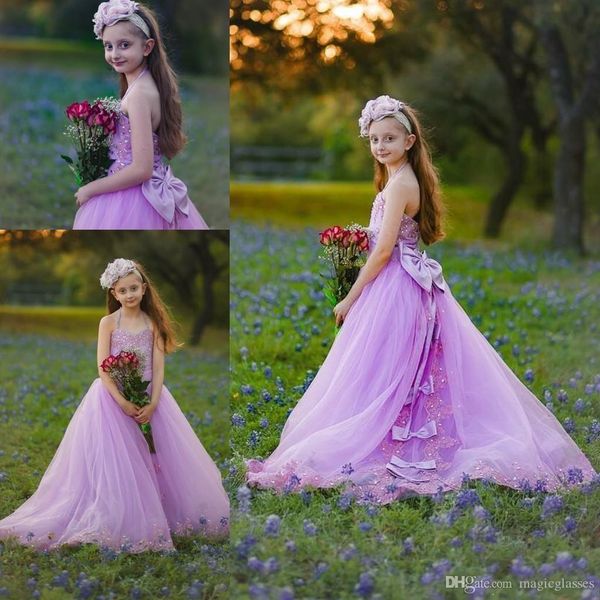 

vintage lace beaded pink flower girl dresses backless ball gown little girl wedding dresses vintage communion pageant dresses gowns gh78, White;blue